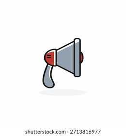 Ein minimalistisches Megaphon-Vektorsymbol im modernen Flachlinienstil. Perfekt für dringende Ankündigungen, Marketingkampagnen, PR oder Werbesendungen. Einfach zu bearbeitendes Grafikelement