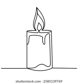 Minimalist Melting Candle Line Art