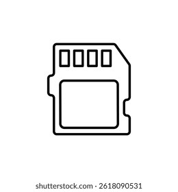 Minimalist memory card icon for data storage in electronic devices