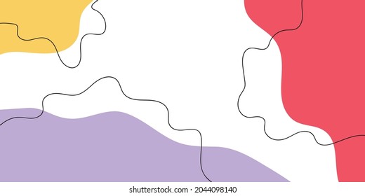 Minimalist Memphis-style background with soft abstract shapes in red, yellow, and purple, outlined by wavy black lines on a clean white backdrop
