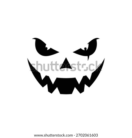 Minimalist Menacing Jack O Lantern Face Black and White Icon