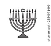 Minimalist Menorah creative Candle Holder with Jewish Holiday Celebration Symbol vector illustrations on white background 