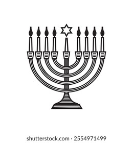 Minimalist Menorah creative Candle Holder with Jewish Holiday Celebration Symbol vector illustrations on white background 