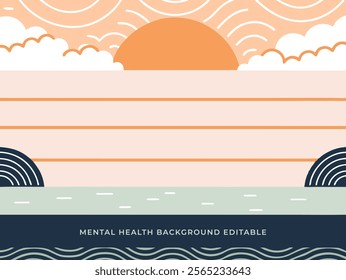 Minimalist Mental Health Background. Vector art for wellness. Soothing and supportive illustration. Hand-drawn mental health design. Calming and uplifting vector.