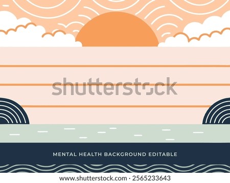 Minimalist Mental Health Background. Vector art for wellness. Soothing and supportive illustration. Hand-drawn mental health design. Calming and uplifting vector.
