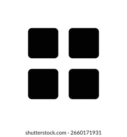 Icono de cuadrícula de menú minimalista aislado en blanco: símbolo de navegación de interfaz de usuario 2x2 para App modernos de Web y móviles