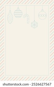 Minimalist Merry Christmas vertical frame with various garlands outline graphic illustration template have blank space.