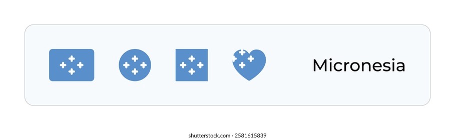 Minimalist Micronesia Flag Icons. Rectangular, Square, Circular, Heart Designs for UI-UX, Web and Print