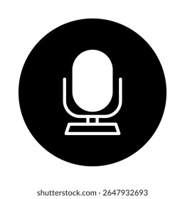 Ilustração de ícone de microfone minimalista ideal para aplicativos de difusão de podcasts e gravação de áudio mostrando criatividade em design