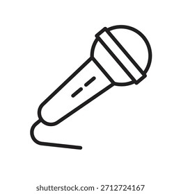 Minimalistisches Mikrofonzeilensymbol, Vektor. Dynamisches Mikrofon-Symbol, perfekt für Podcast-, Musik-, Karaoke- und Audio-Aufnahmedesigns.

