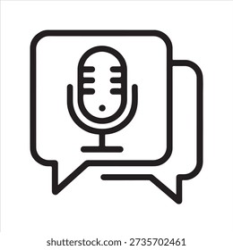 Minimalist Microphone in Speech Bubble Icon – Podcast, Voice Message, Digital Communication Concept
