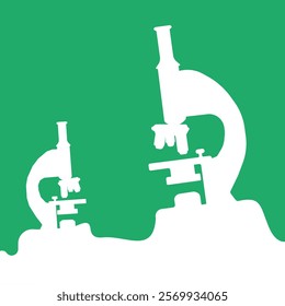 Minimalist microscope logo with a simple flat design, ideal for educational materials, research guides, and scientific promotions.