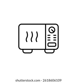 Ilustração minimalista do ícone do forno de micro-ondas no estilo preto e branco