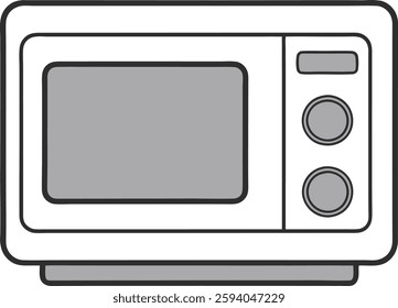 Minimalist Microwave Oven Vector, Black and White, High-Quality Kitchen Icon for Design Projects