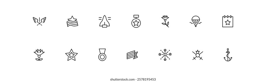 Minimalist Military and Honor Icons Set Vector