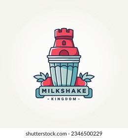 minimalist milkshake kingdom icon logo template vector illustration design. simple modern cafes, ice cream parlors, dessert shops logo concept