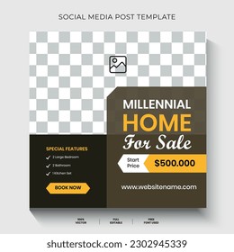 Minimalist millennial home for sale instagram post template