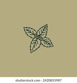 Minimalist Mint Flavor Logo for Business Branding, Packaging, Websites Design and Creative Studio. Hand Drawn Vector Minimalist Illustration