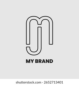 Minimalist MJ monogram logo design in a modern line art style, suitable for personal branding, fashion, or business identity.