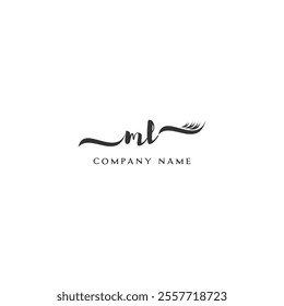 Minimalist ML Logo Design with Abstract Feather Element