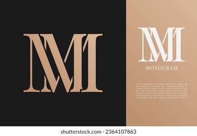 minimalist MM initial letter vintage brand and logo