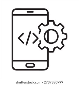 Minimalist Mobile App Development Icon with Smartphone and Gear