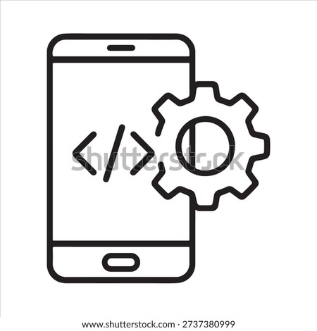 Minimalist Mobile App Development Icon with Smartphone and Gear