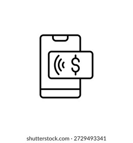 Icono De Pago Móvil Minimalista Con Signo De Dólar Y Esquema De Señal Wifi