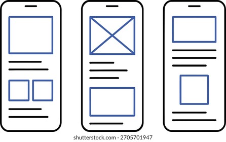 Diseños de estructura de alambre móvil minimalistas con conceptos de diseño App para un diseño y desarrollo de UI UX responsivo