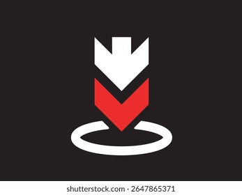 Icono de símbolo de flecha Abstractas moderna minimalista sobre fondo negro