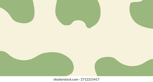 Um fundo abstrato minimalista e moderno com formas verdes sábias orgânicas e suaves espalhadas por um fundo bege cremoso claro, criando um padrão calmante e divertido.