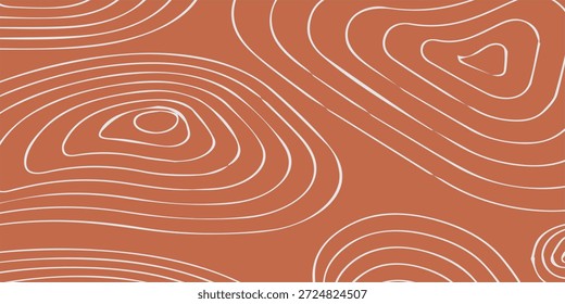 Un fondo abstracto minimalista y moderno con líneas topográficas blancas sobre una cálida superficie de color terracota, creando un patrón sutil y orgánico.