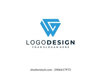 Minimalist modern abstract letter G W logo vector