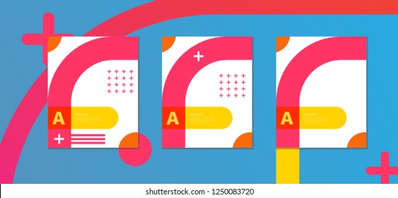  Minimalist modern abstract shape  flat color flayer template set.  Editable  vector file  Eps 10.