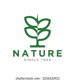 Minimalist modern abstract tree logo icon design.
