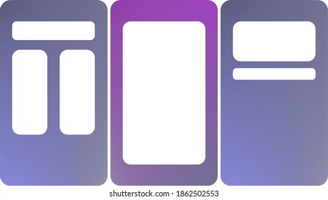Marco minimalista moderno de colores de gradiente de aplicación. Interfaz de fondo de diseño abstracto, conjunto de ilustraciones vectoriales decorativas de color azul y violeta simple maquillaje