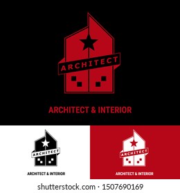 Minimalist modern architecture and interior logo vector template. This icon logo isolated in black and white background. Use this logo for your architecture firm and interior design company.