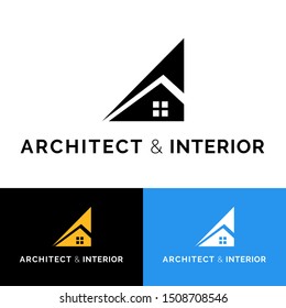 Minimalist modern architecture and interior logo vector template. This icon logo isolated in black and white background. Use this logo for your architecture firm and interior design company.