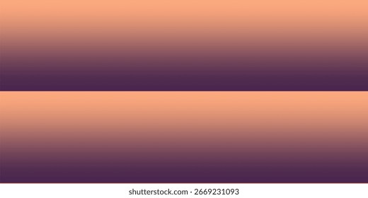 Un fondo minimalista y moderno dividido horizontalmente en dos mitades iguales, cada una con un gradiente de Vertical suave idéntico de naranja melocotón claro a púrpura profundo.