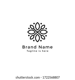 Minimalist Modern Black Flower Vector Logo Design.  Hotel, Spa, Beauty Salon, Cosmetics, Clothing