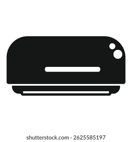 Minimalist modern black toaster icon with vector illustration isolated on white background for kitchen appliance design