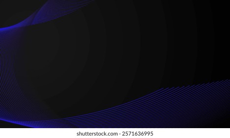 Minimalist modern blue dark gradient flowing wave lines. Futuristic technology concept.