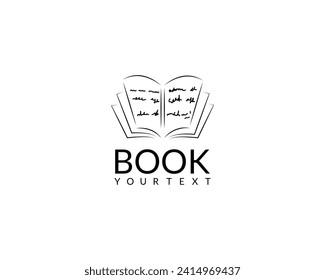 Minimalist and modern book logo for education.