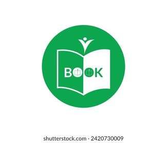 Minimalist and modern book logo for education and organization theme.