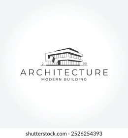 Minimalist Modern Building Line Art Illustration
