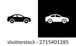 Minimalist Modern Car Side View Silhouette Icon on Isolated Background