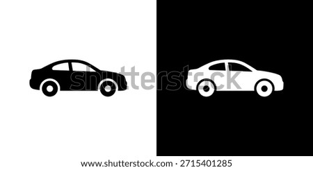 Minimalist Modern Car Side View Silhouette Icon on Isolated Background