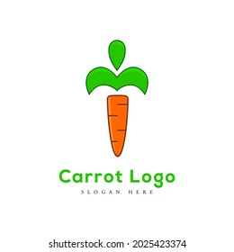 logotipo del vector de zanahoria minimalista y moderno, logotipo de plantación con forma 3d