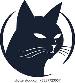 Minimalist modern cat logo. Tricky cat icon. Simple cat vector icon.