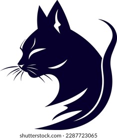 Minimalist modern cat logo. Tricky cat icon. Simple cat vector icon.